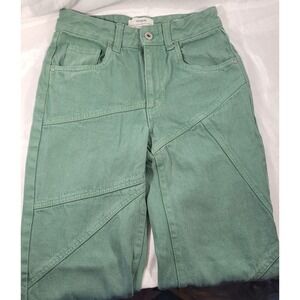 Cotton-On Women's Juniors Low Rise Straight Leg Panel Jeans - Green - US 2